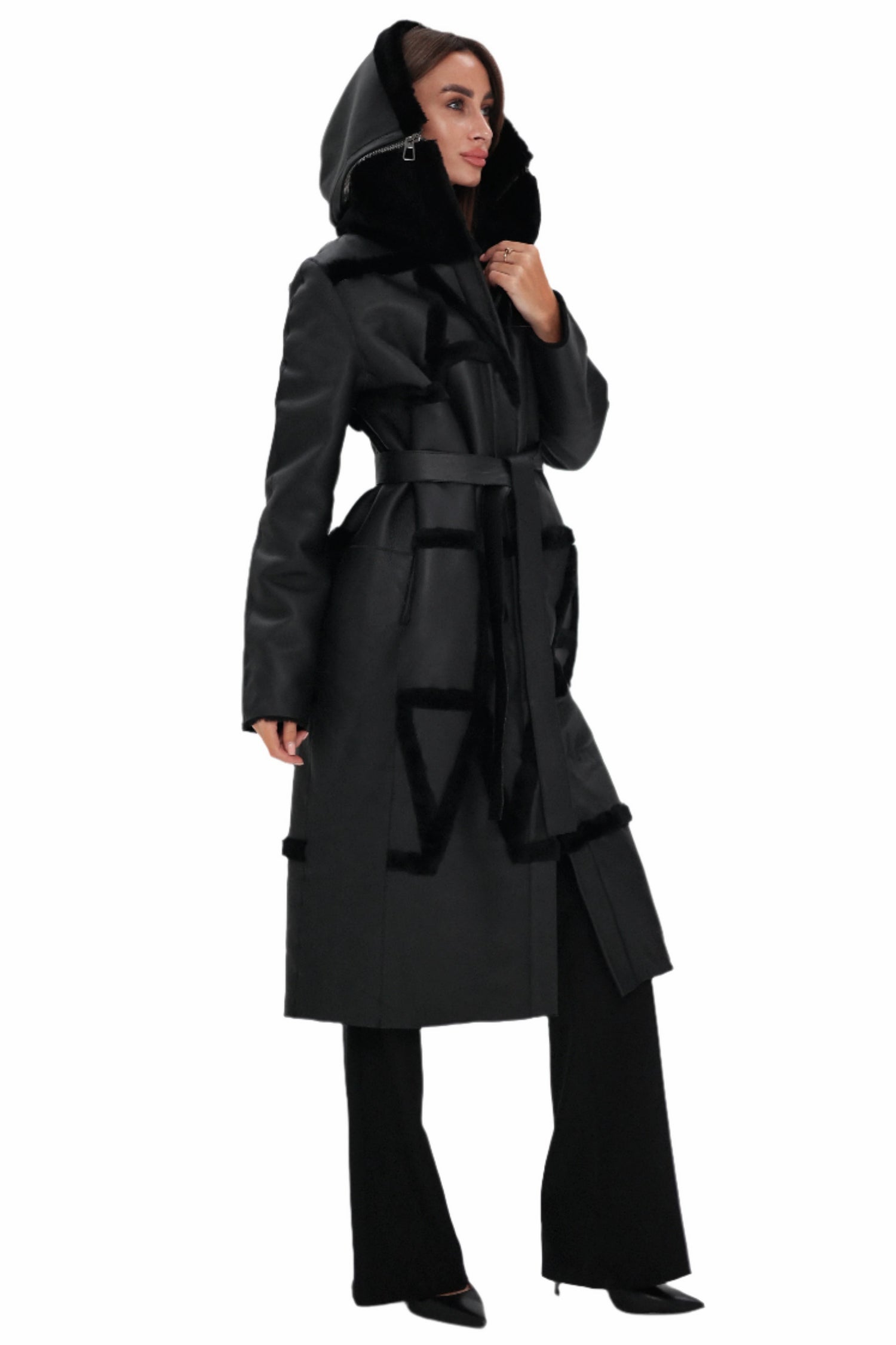 ⇆ Pre-order. Genuine Shearling Lamb Leather Reversible Coat