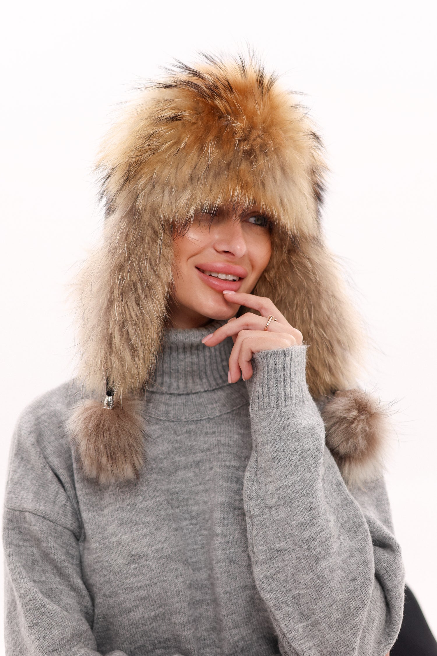 Genuine Racoon Fur Genuine Leather Hat