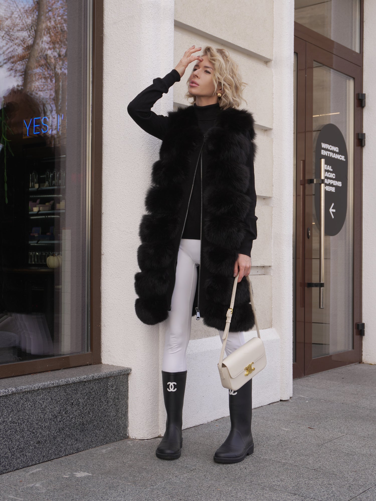 Genuine Polar Fox Fur Vest 90 cm