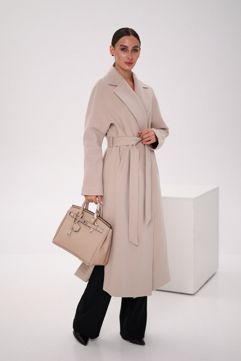 Cambridge Comfort Wraparound Wool Cashmere Coat in Black main image 1