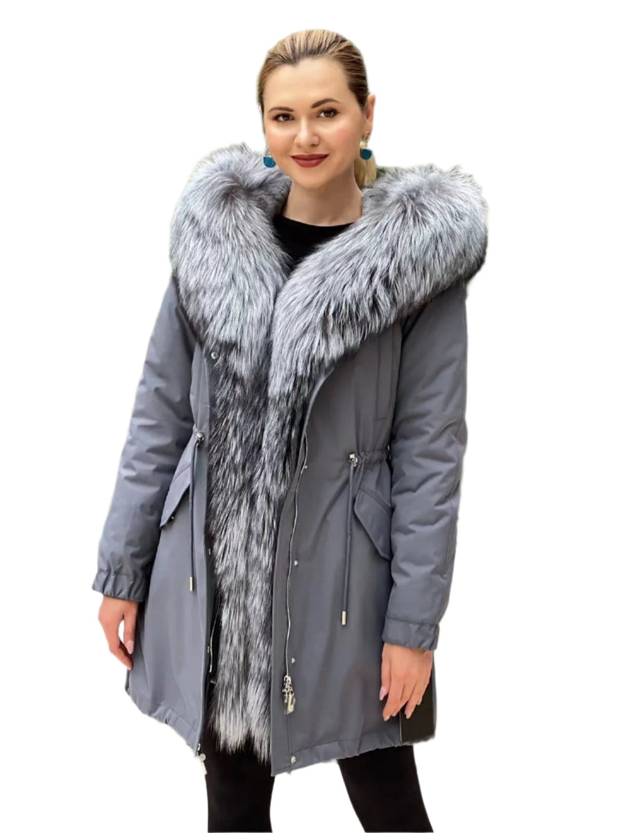 Silver Fox Fur Trim Rabbit Fur Insulated Parka – Alaska