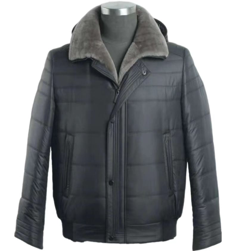 Men's Insulated Wool Trim Bomber Jacket