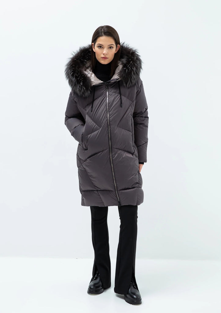 Gisèle Premium Genuine Fox Fur Trim Down Fill Coat