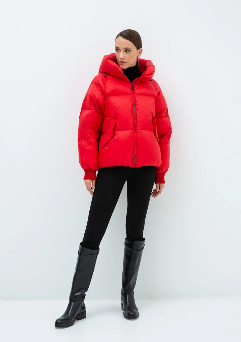 Zara red 2024 puffer jacket