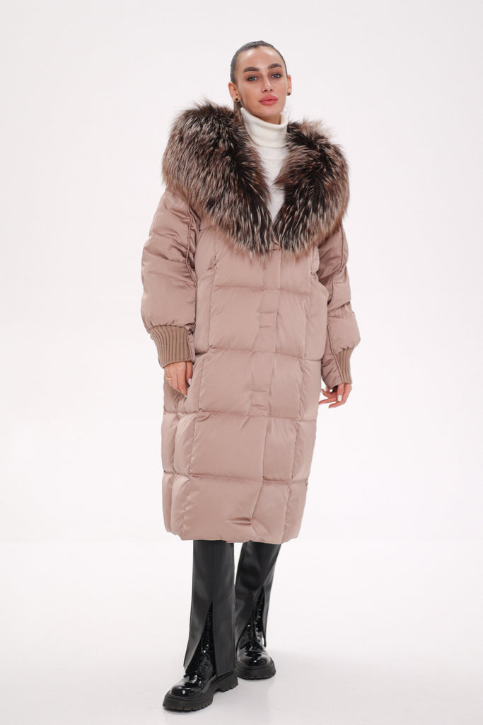 Rei Silver Fox Fully Lined Hood Down Coat in Blush