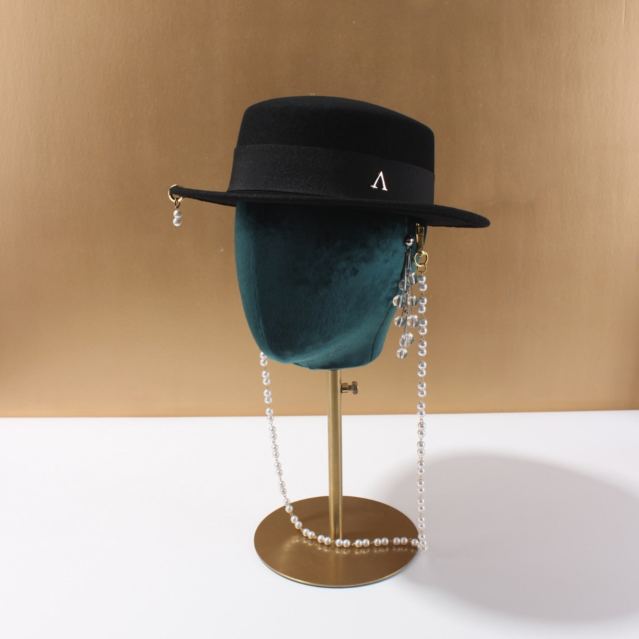 Australian Wool Pearl Boater in Black