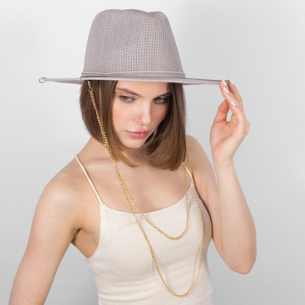Ships May 11. Antonella Double Chain Piercing Hat in Grey
