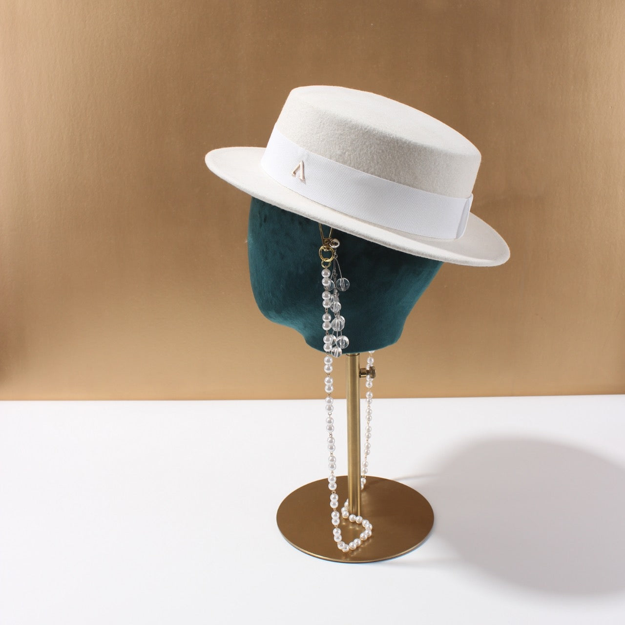 Australian Wool Pearl Boater in Off White