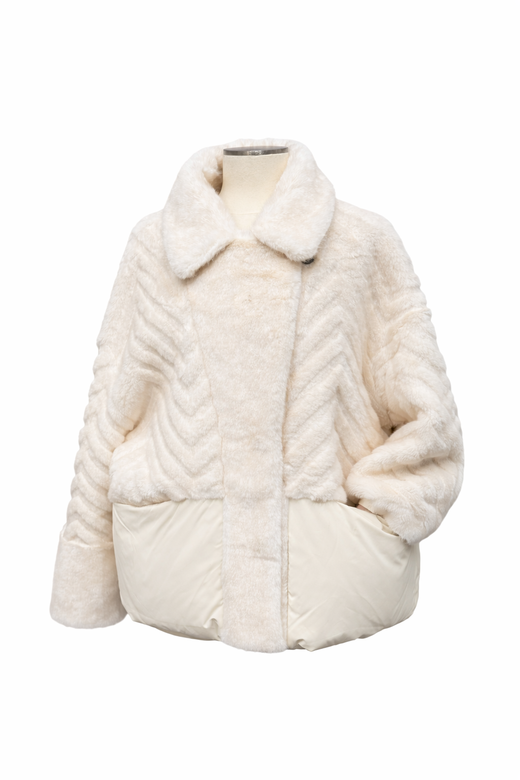 Kaia Eco-Fur Down Fill Coat in Ivory
