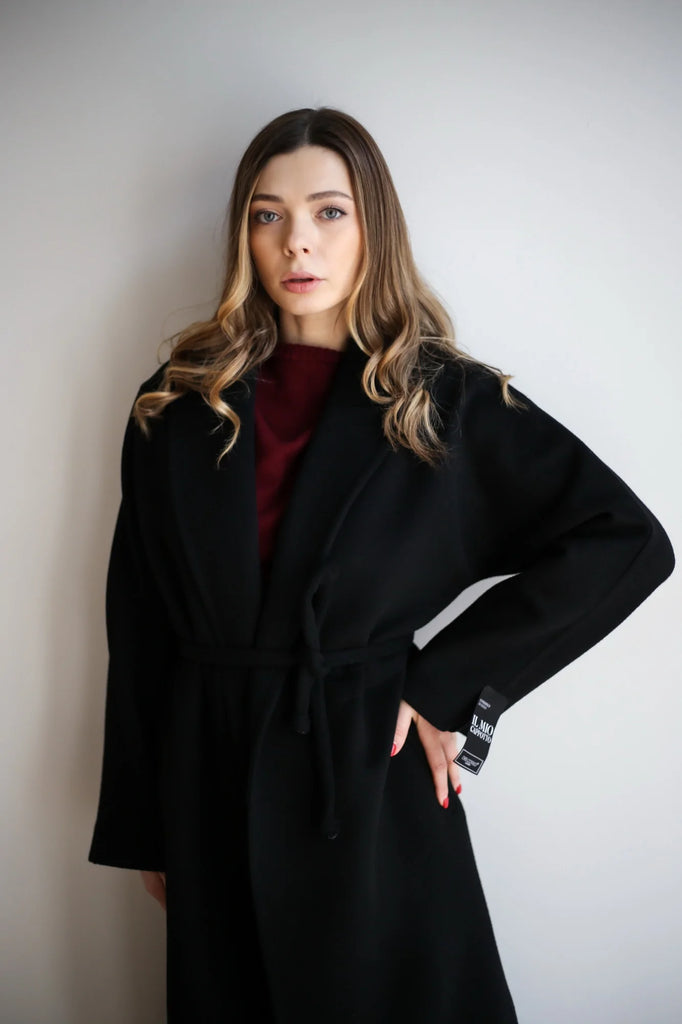 Margaret Premium Lana Wool Cashmere Coat in Black