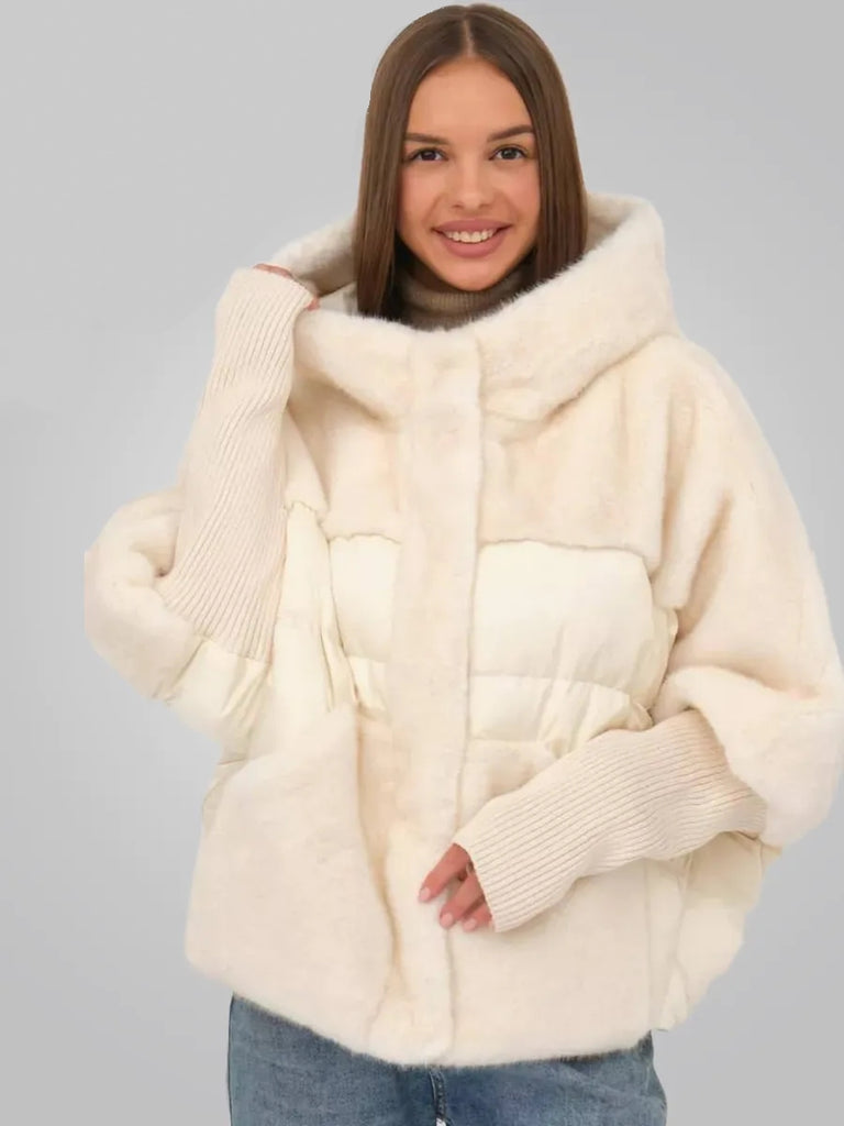 Pre-Order. Re-Stock Ships September 20. Serena Eco-Fur Down Fill Coat in Ivory