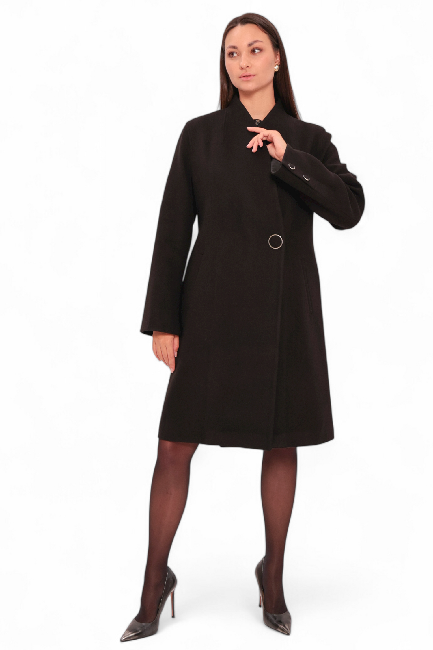 Opéra Midi Cashmere Blend Overcoat in Black
