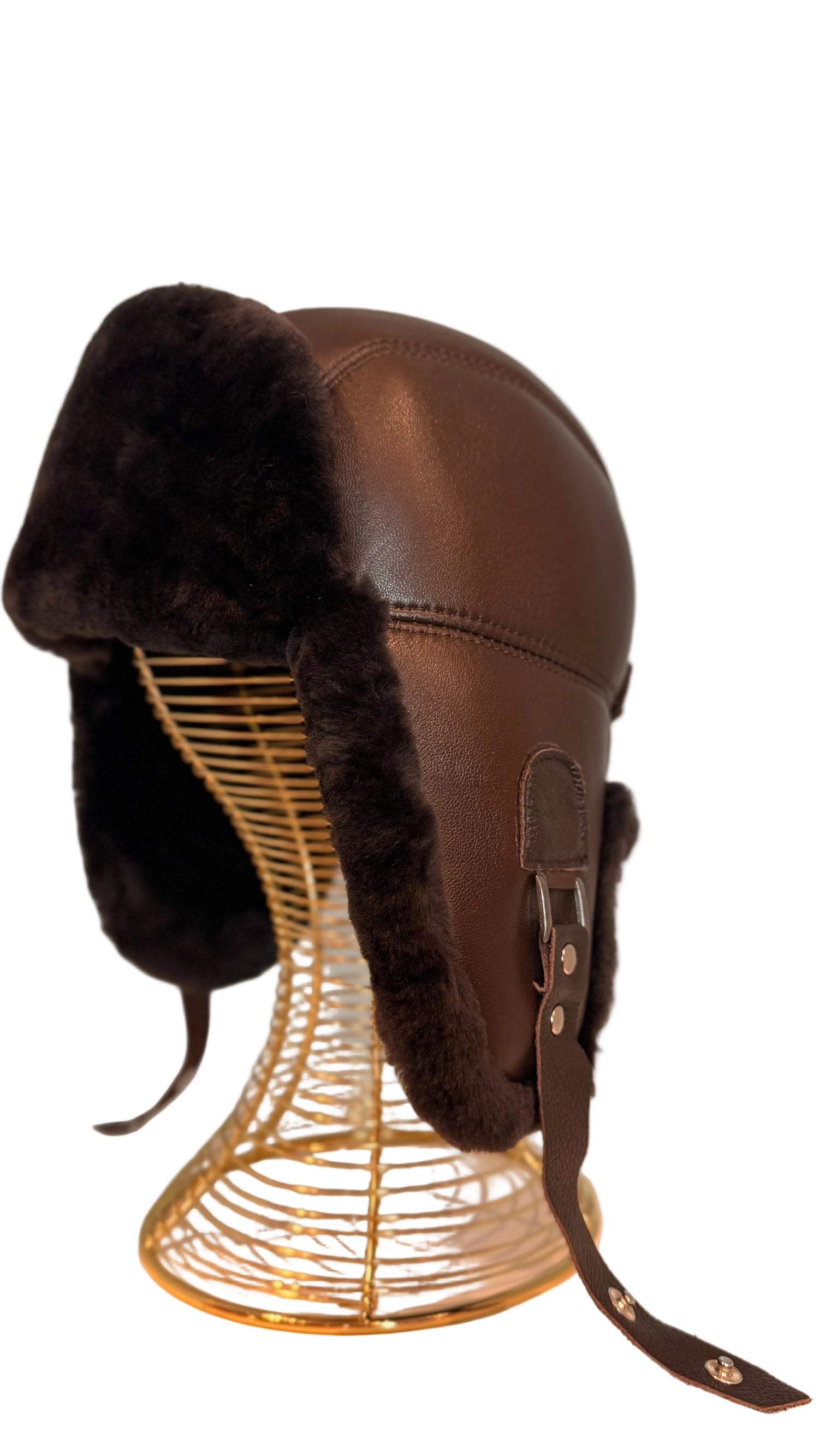 Genuine Leather Shearling Hat Unisex