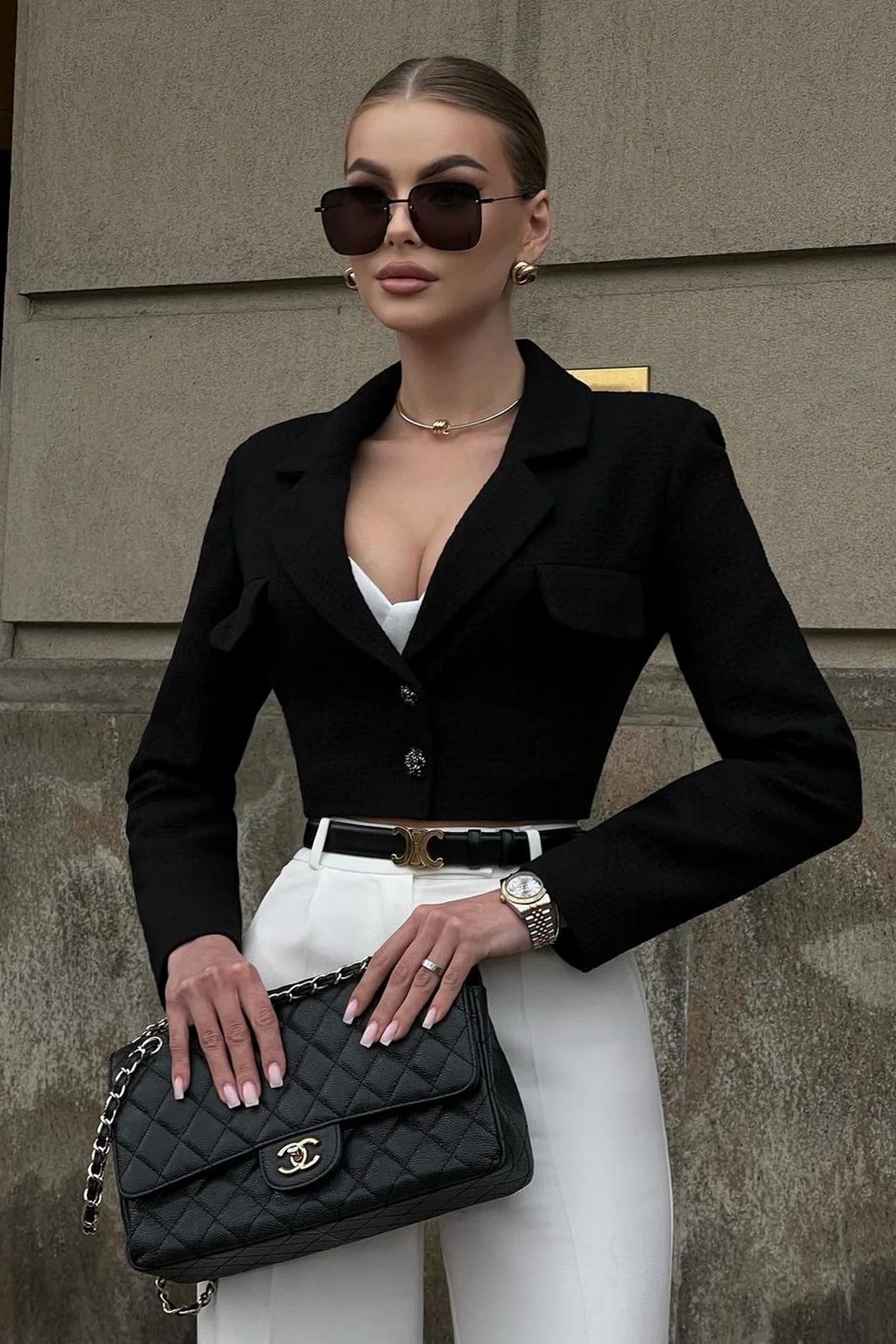 Gabrielle Cropped Bouclé Blazer