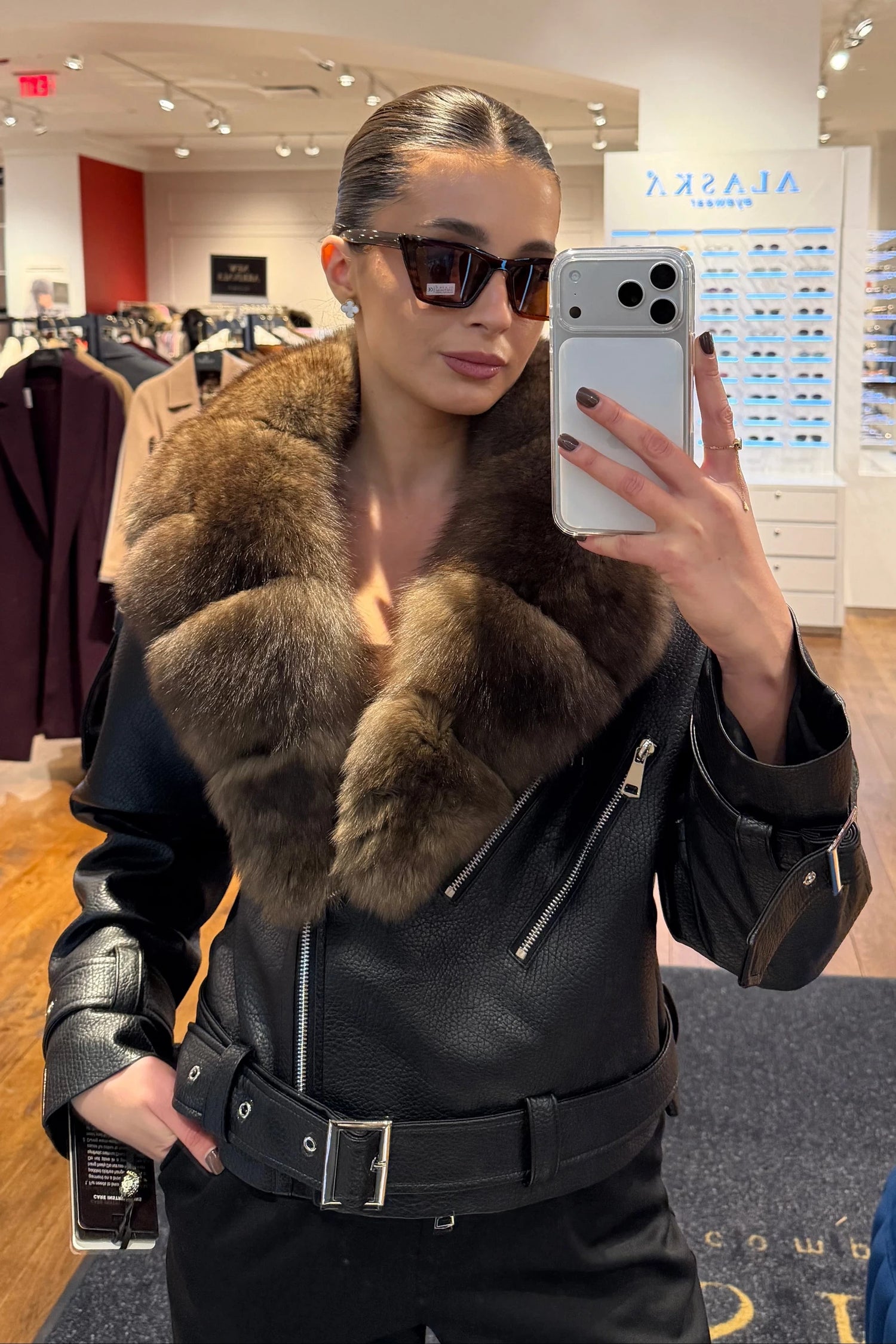 Genuine Polar Fox Vegan Leather Jacket