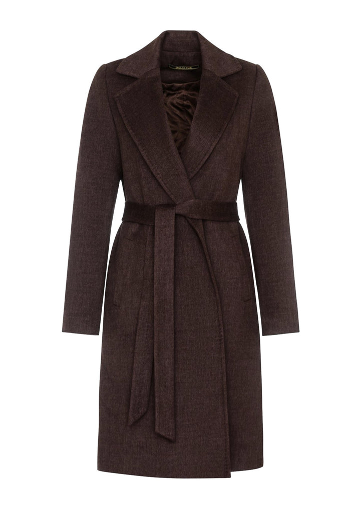Windsor Classic Wraparound Cashmere Blend Overcoat in Dark Chocolate