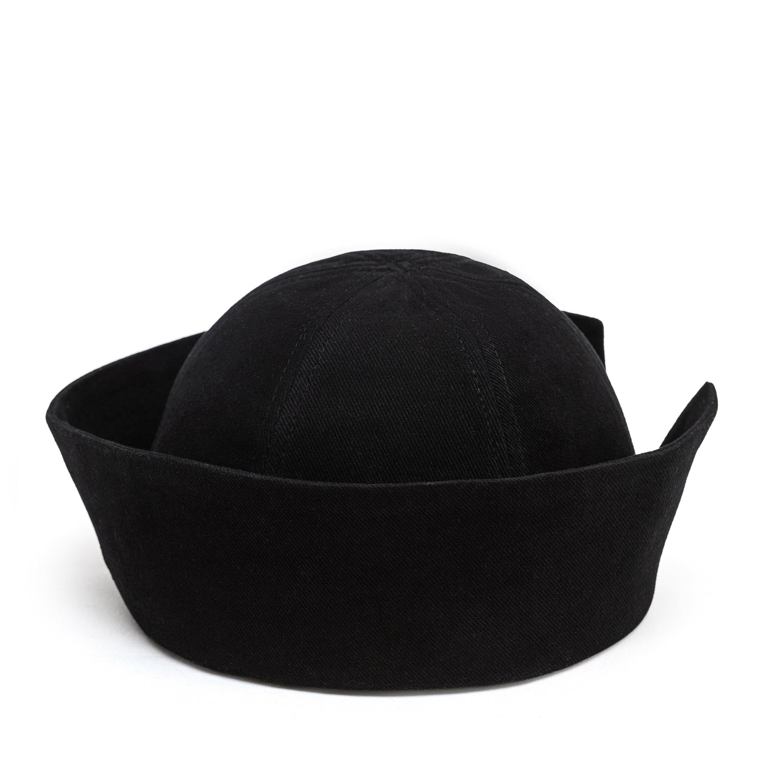 Sailor Cotton Folded Brim Hat in Black