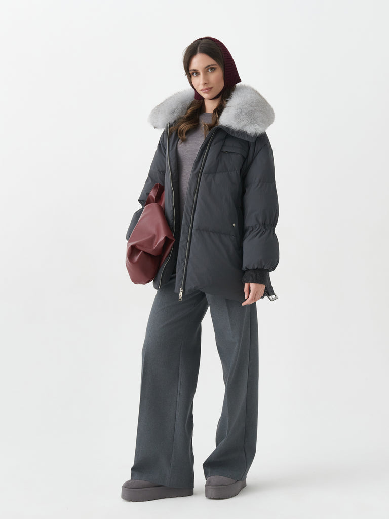 Genuine Blue Fox Down Fill Coat