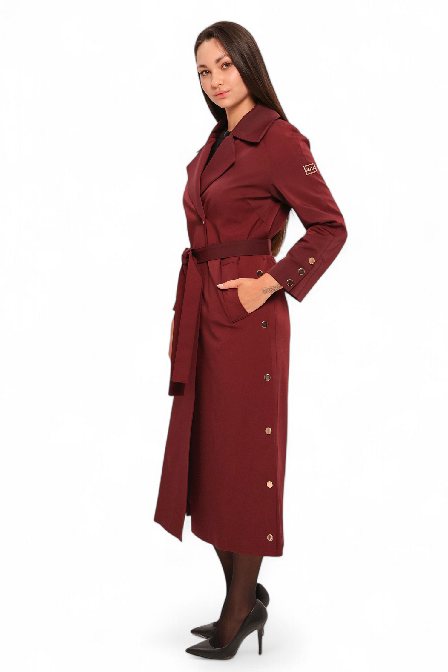 Jackie Trench Coat in Bordeaux