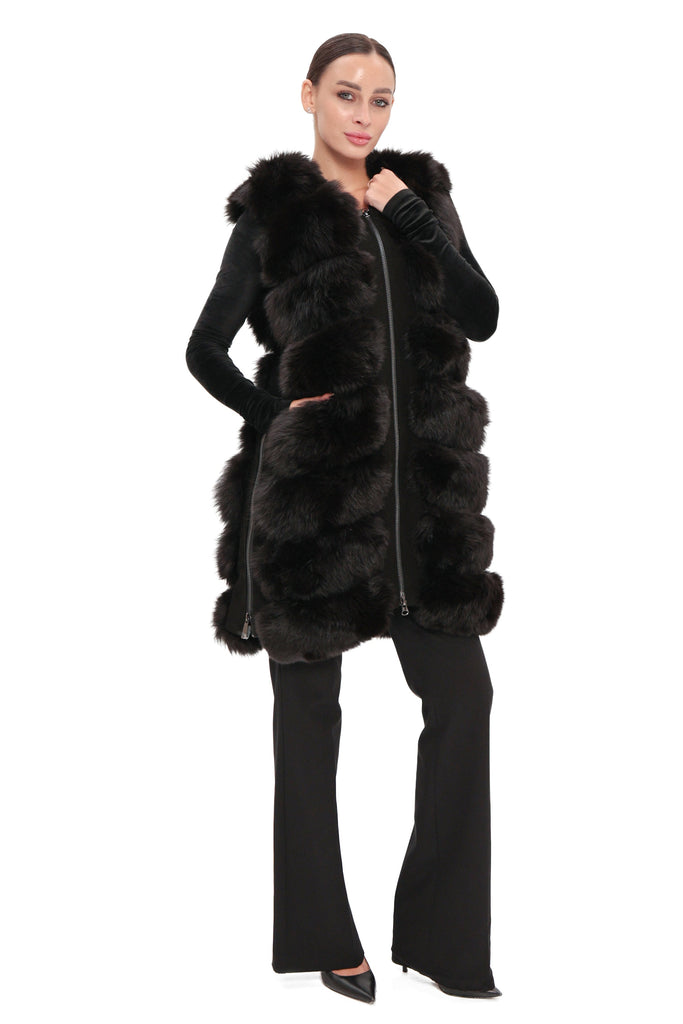 Genuine Polar Fox Fur Vest 90 cm