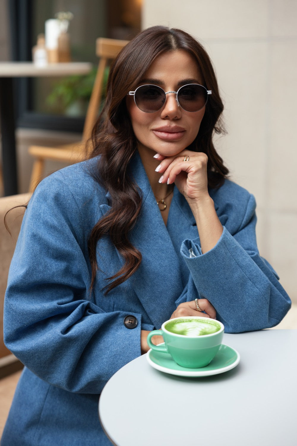 Soho Round Sunglasses Silver/Grey/Beige