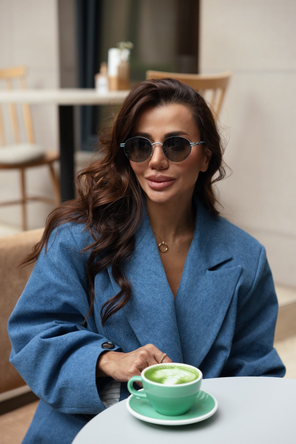 Soho Round Sunglasses Silver/Blue/Grey