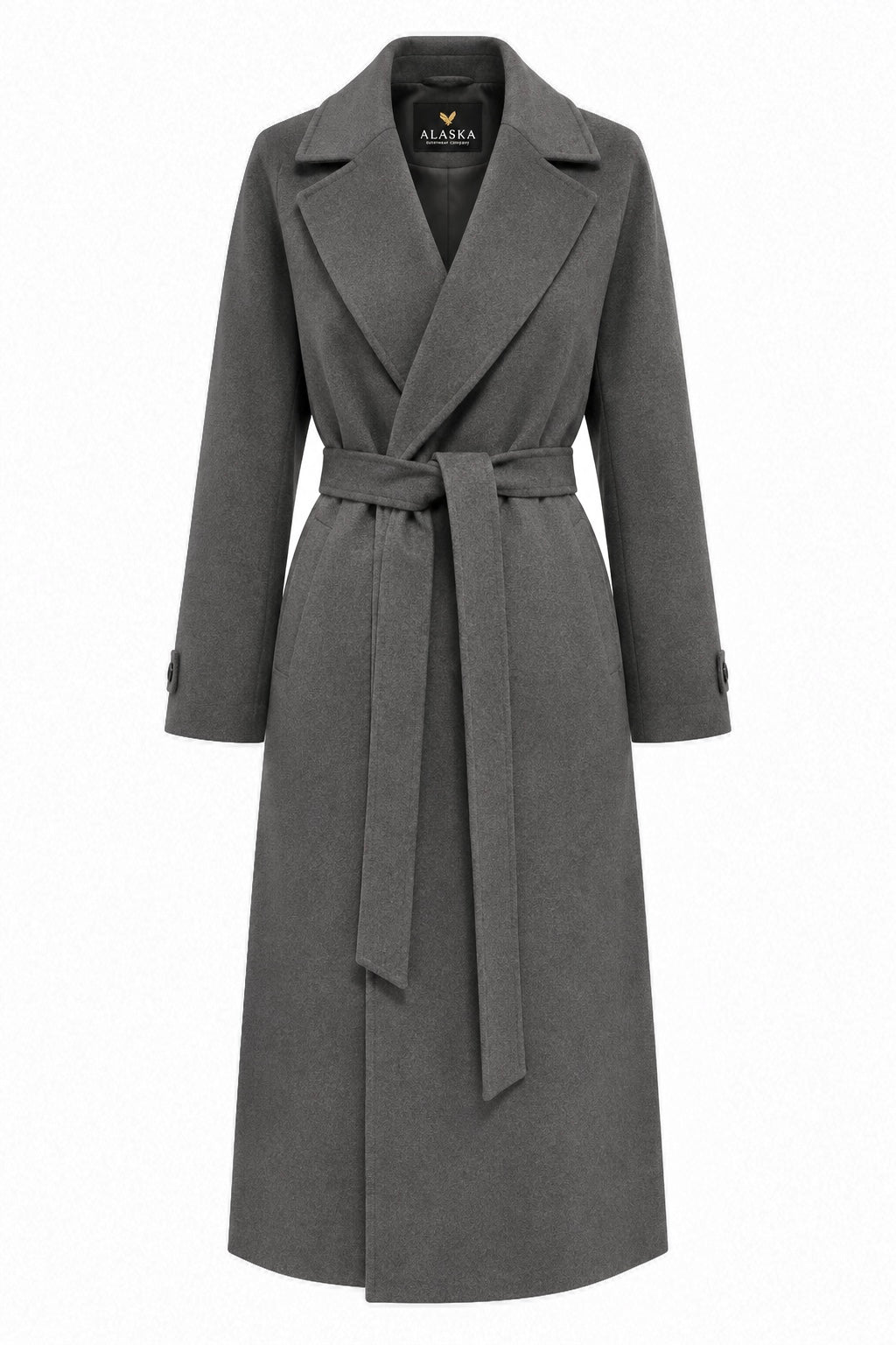 Cambridge Comfort Wraparound Wool Cashmere Coat in Anthracite