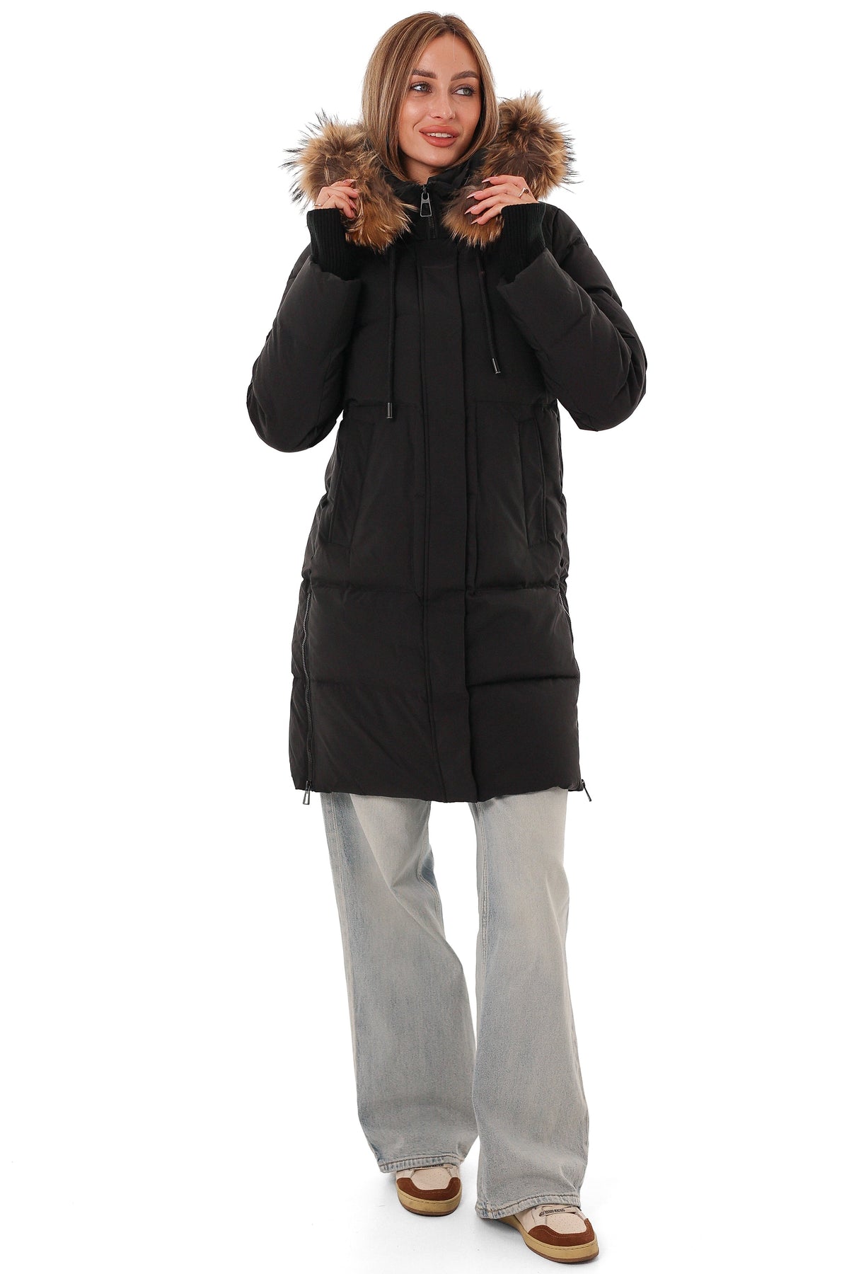 Summit Genuine Fur Coat in Black
