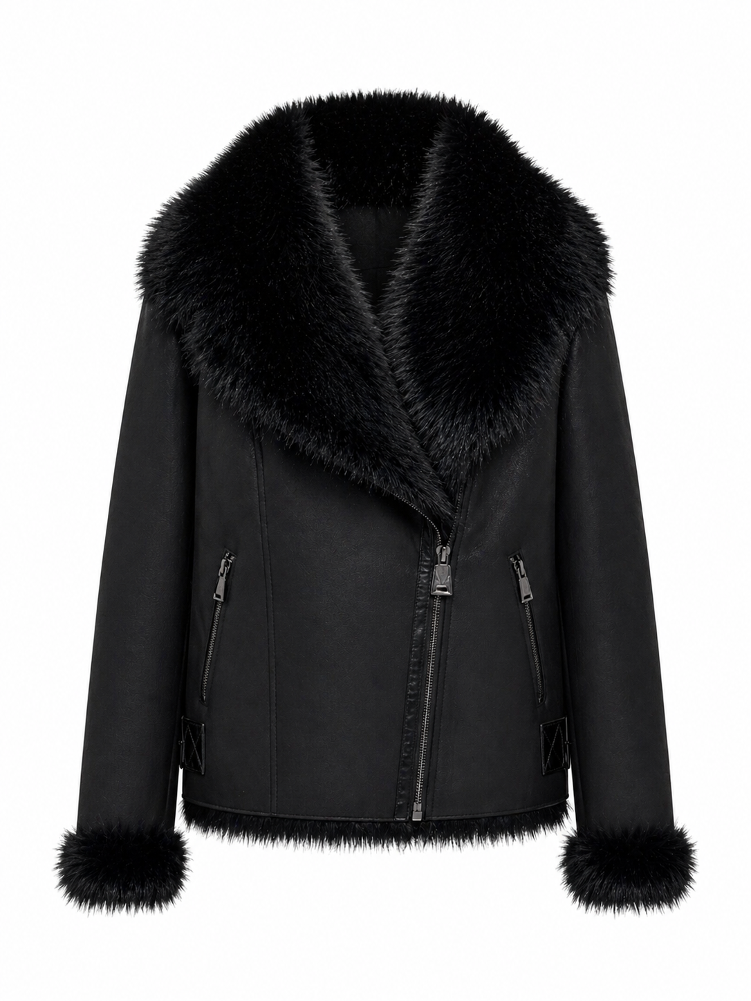 Estella Faux Fur Jacket in Black