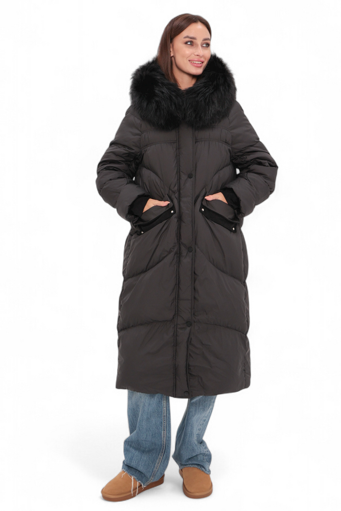 Genuine Fur Trim Down Fill Coat