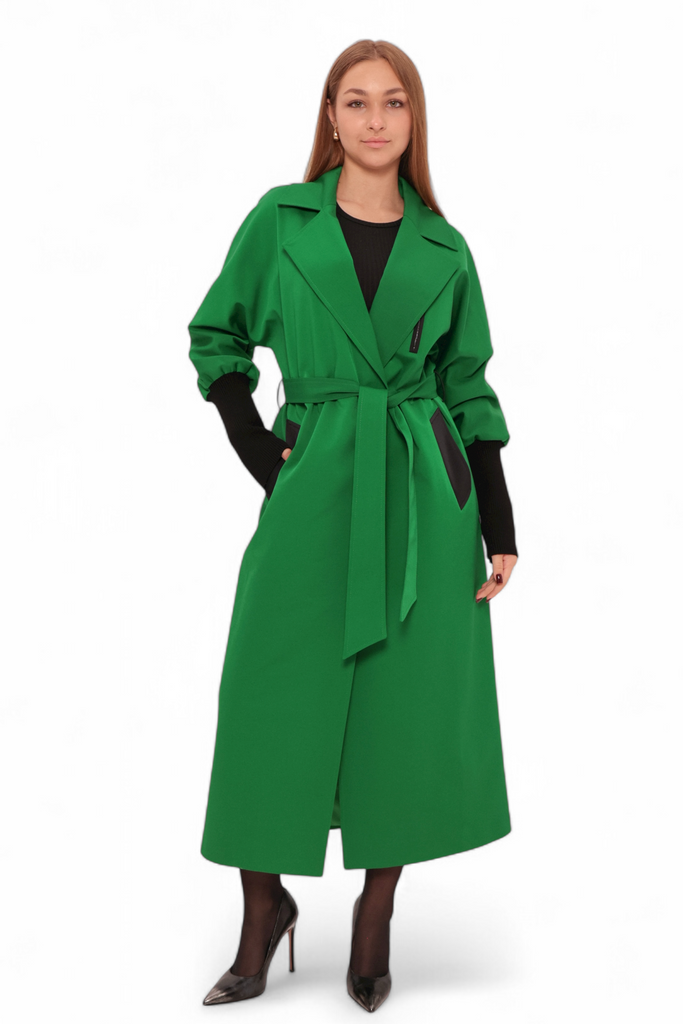 Miru Trench Coat in Royal Green