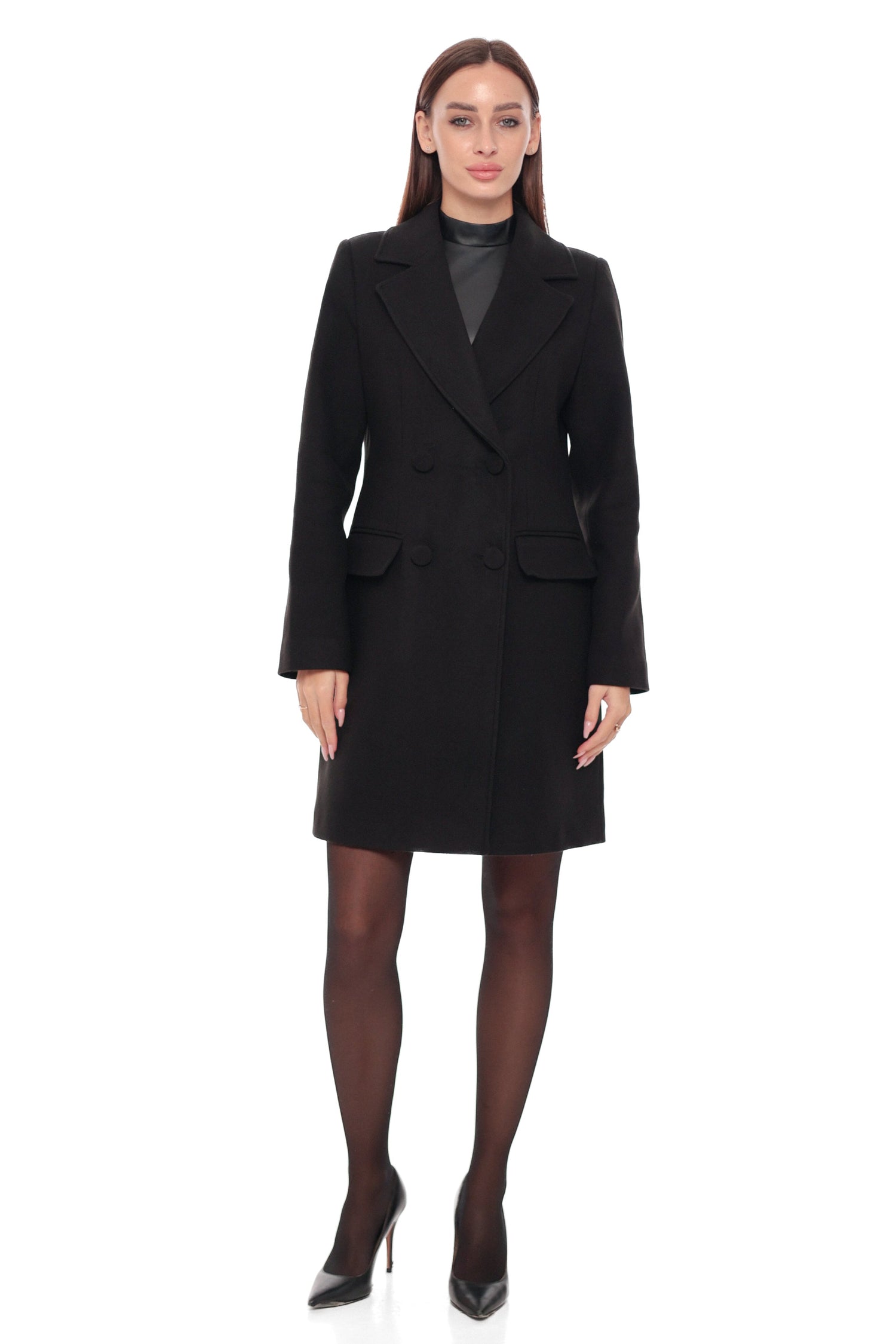 Belle Cashmere Wool Blend Overcoat in Black