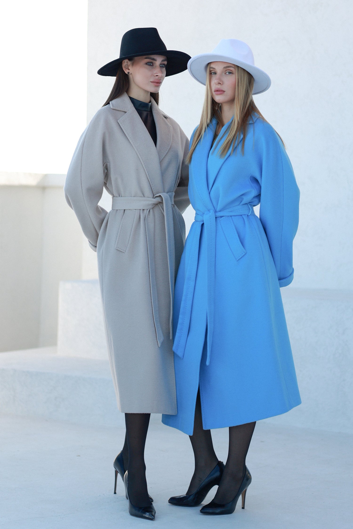 Classic Brushed Cashmere Wool Blend Overcoat in Beige