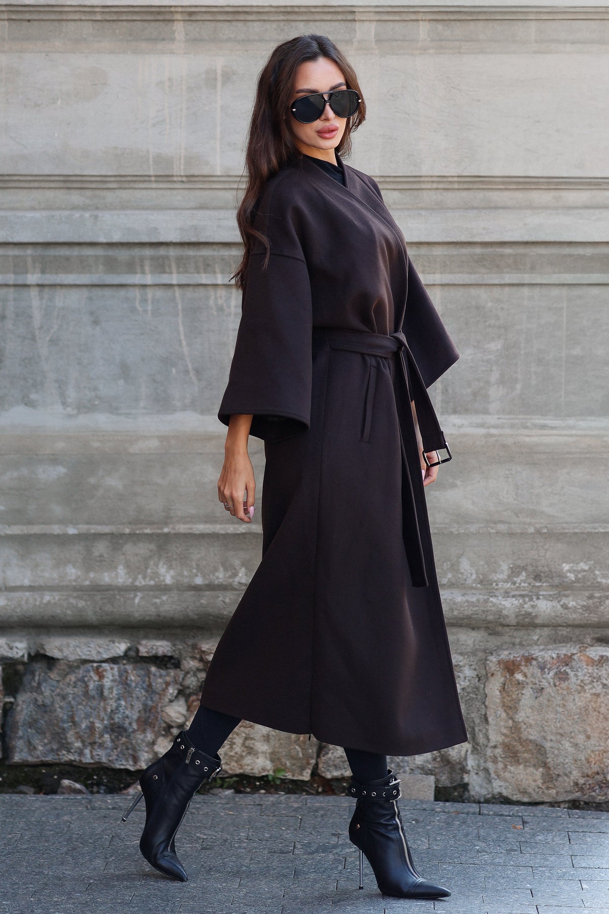 Pre-Order. Re-Stock September 2026. Adeline Cashmere Blend Coat in Chocolate