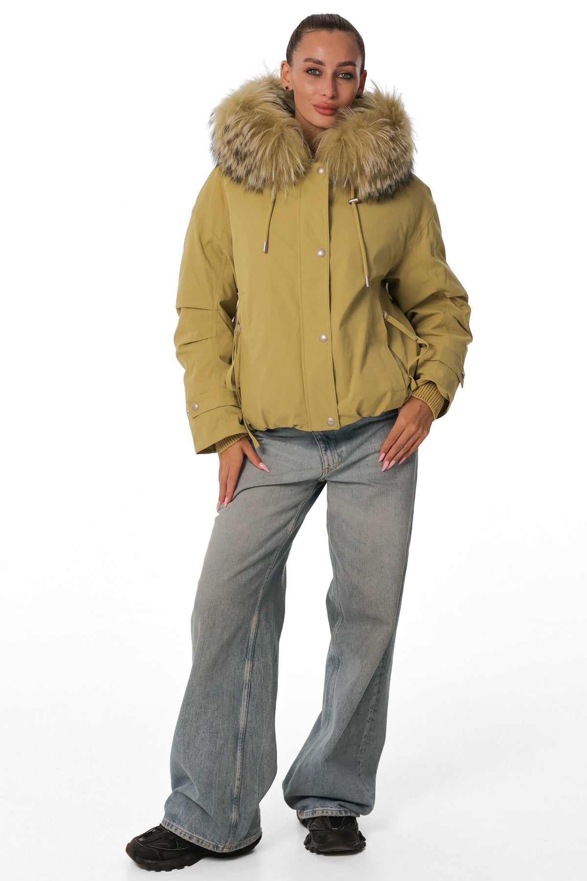 Kai Genuine Fur Down Parka in Lime