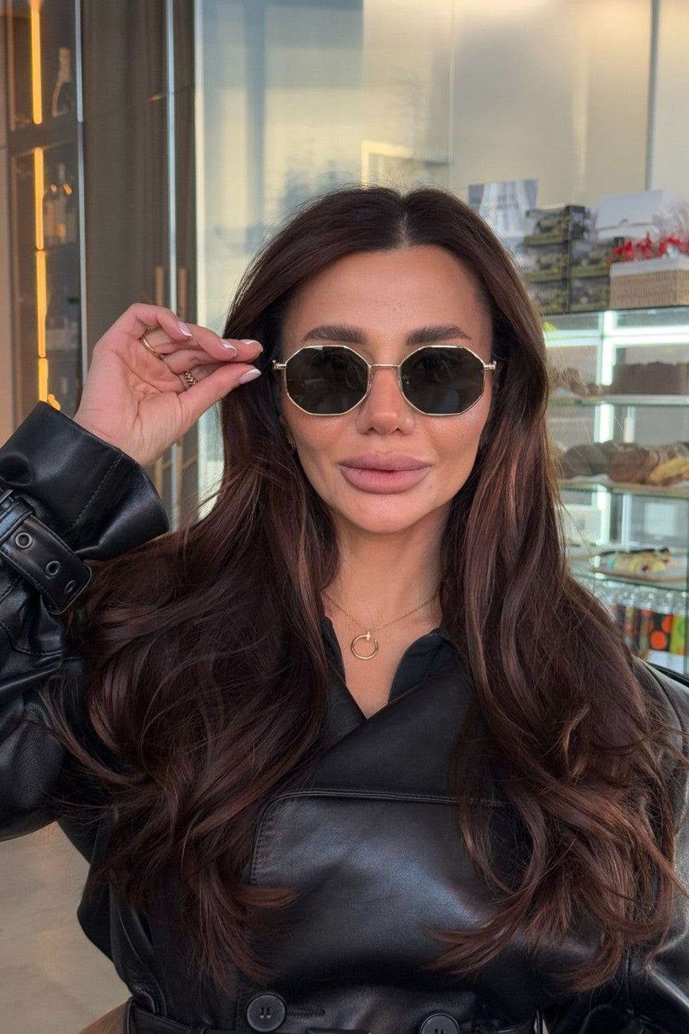 Manhattan Octagon Sunglasses Gold/Green