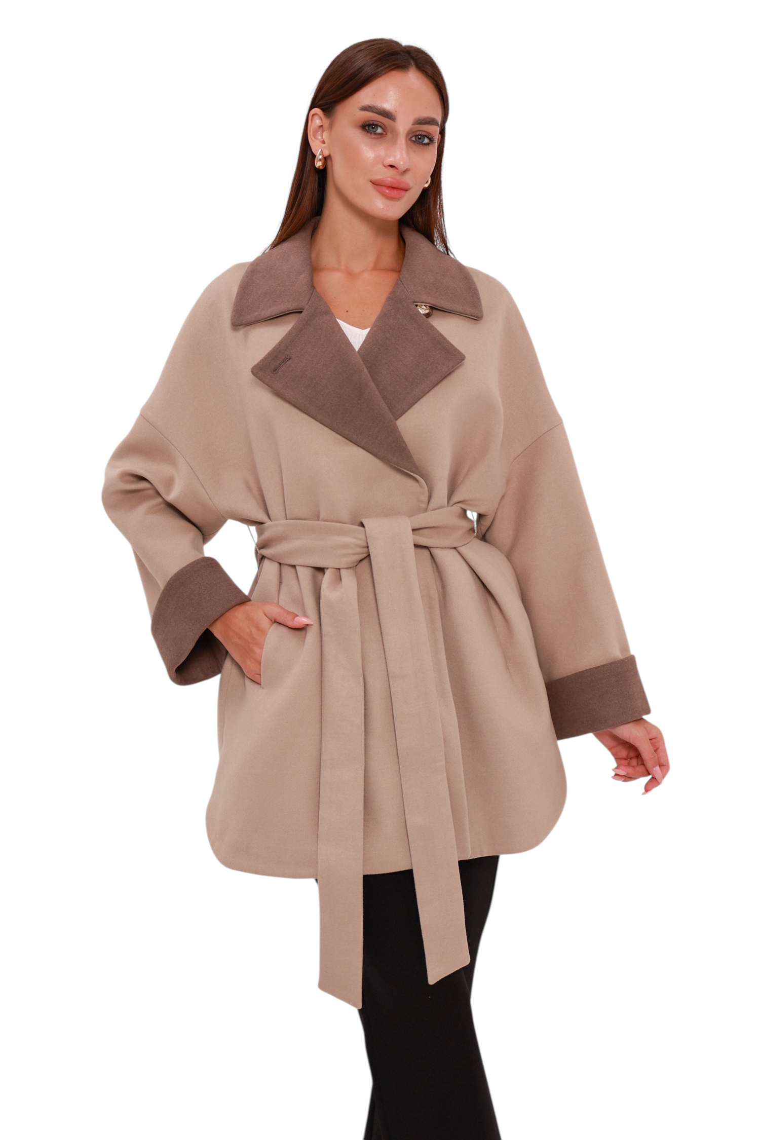 Sandro Cashmere Blend Overcoat in Latte