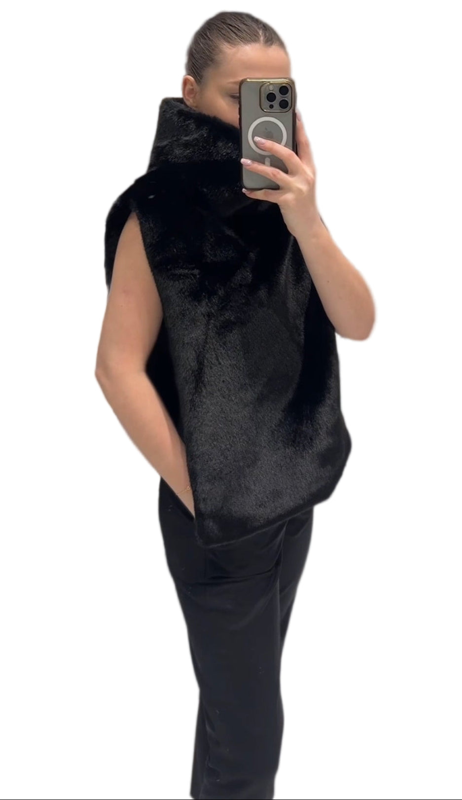 Faux Fur Dickie in Black