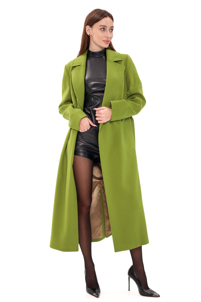 Astoria Classic Wraparound Wool Blend Overcoat in Pistachio