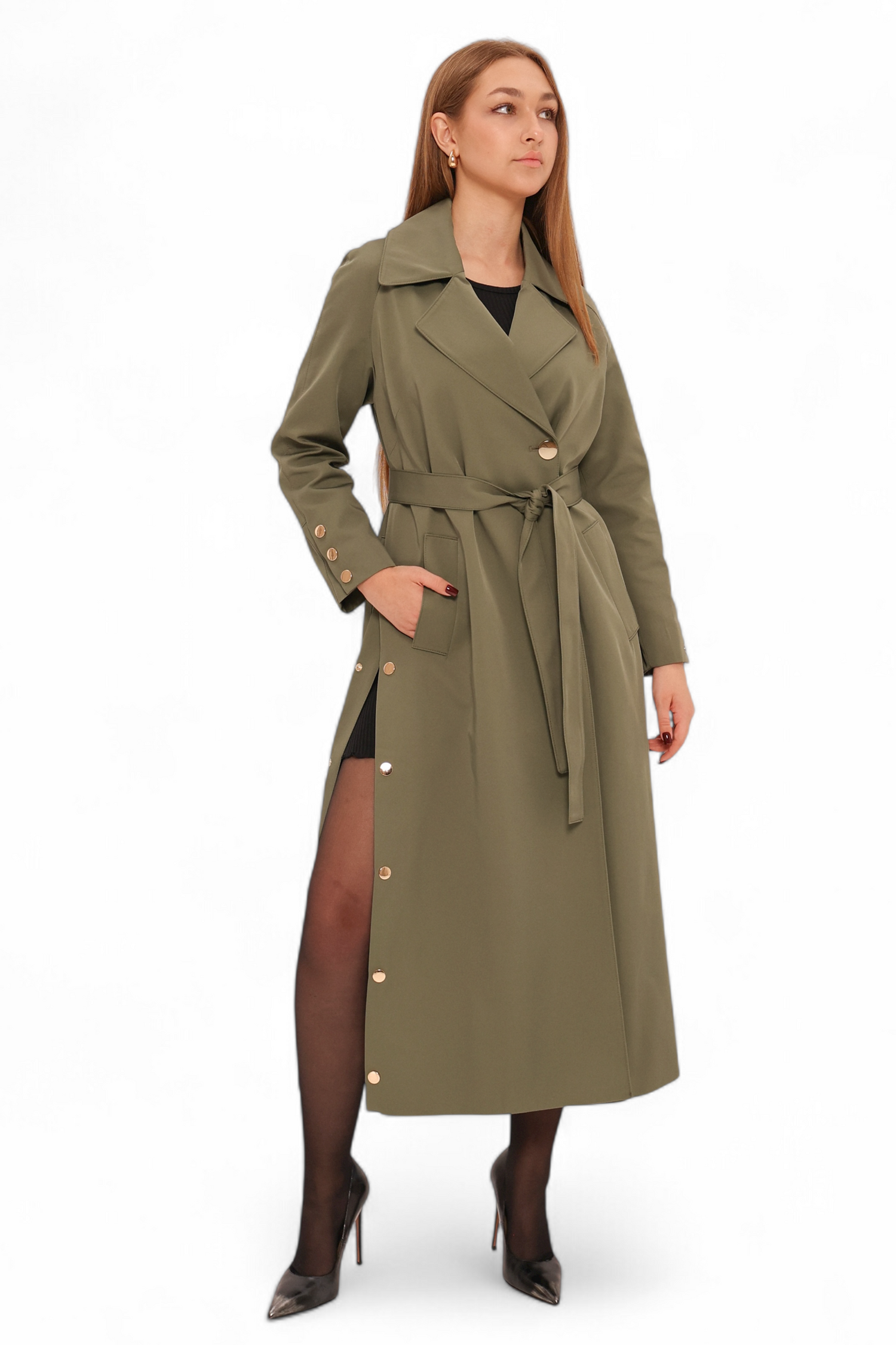 Jackie Trench Coat in Olive