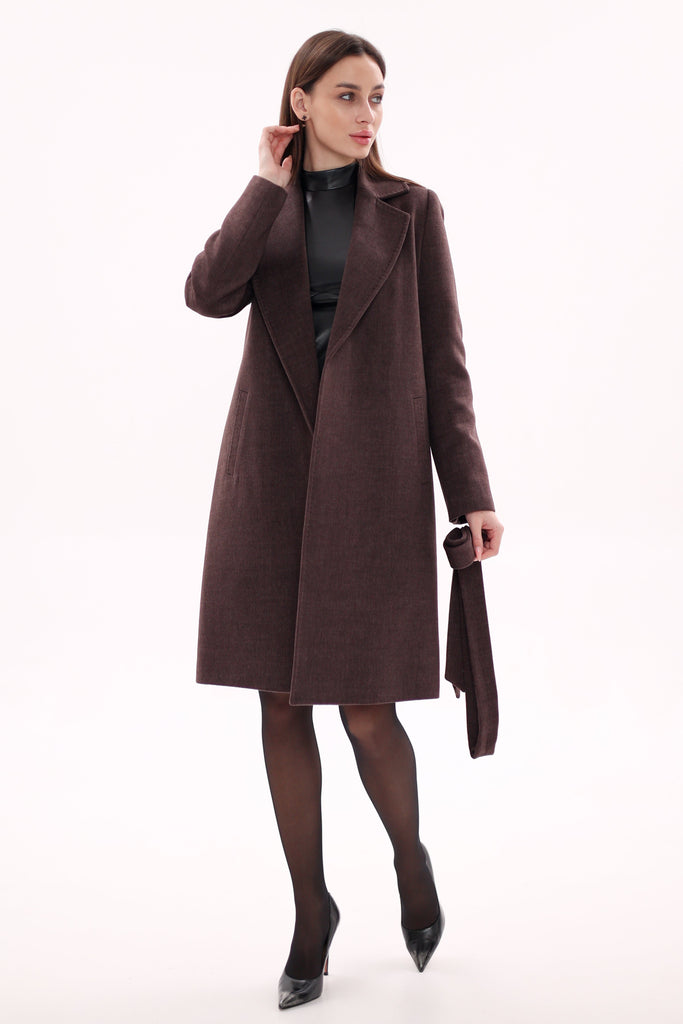 Windsor Classic Wraparound Cashmere Blend Overcoat in Dark Chocolate