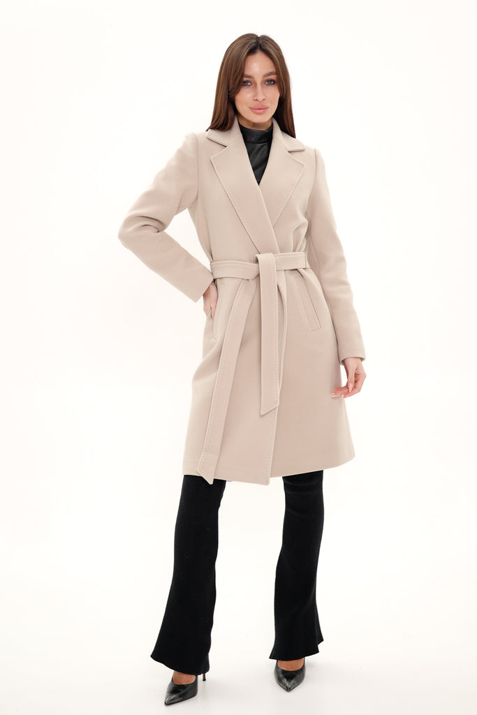 Windsor Classic Wraparound Cashmere Blend Overcoat in Beige