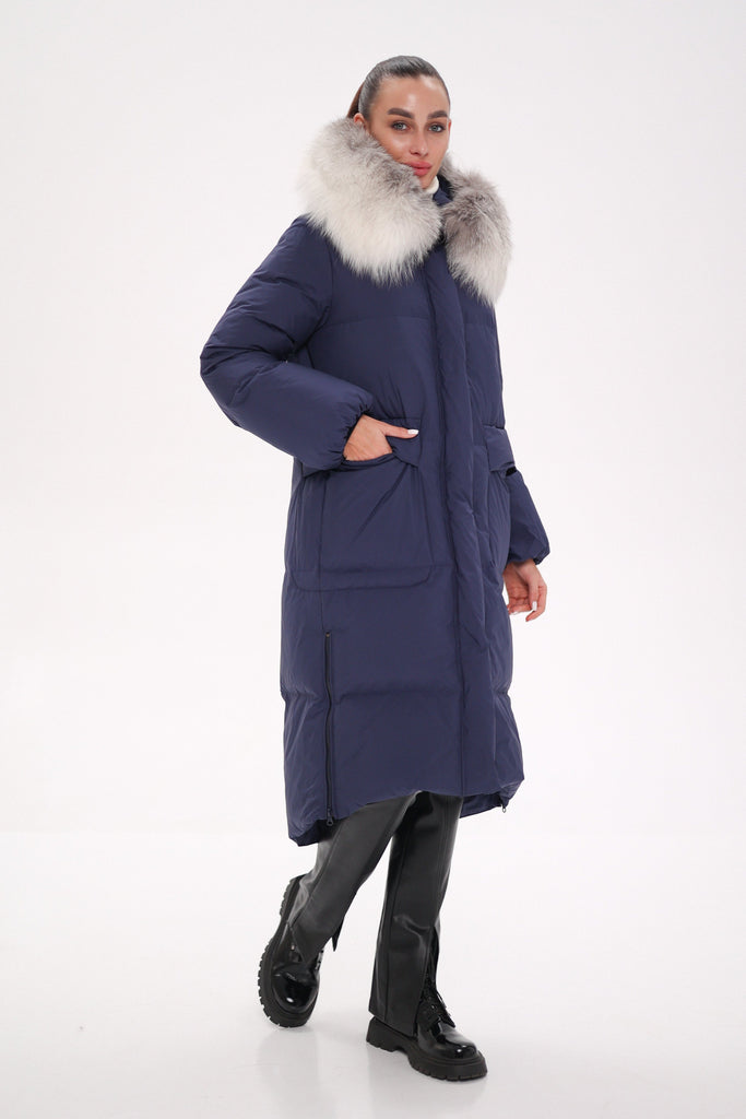 Genuine Silver Fox Down Fill Coat