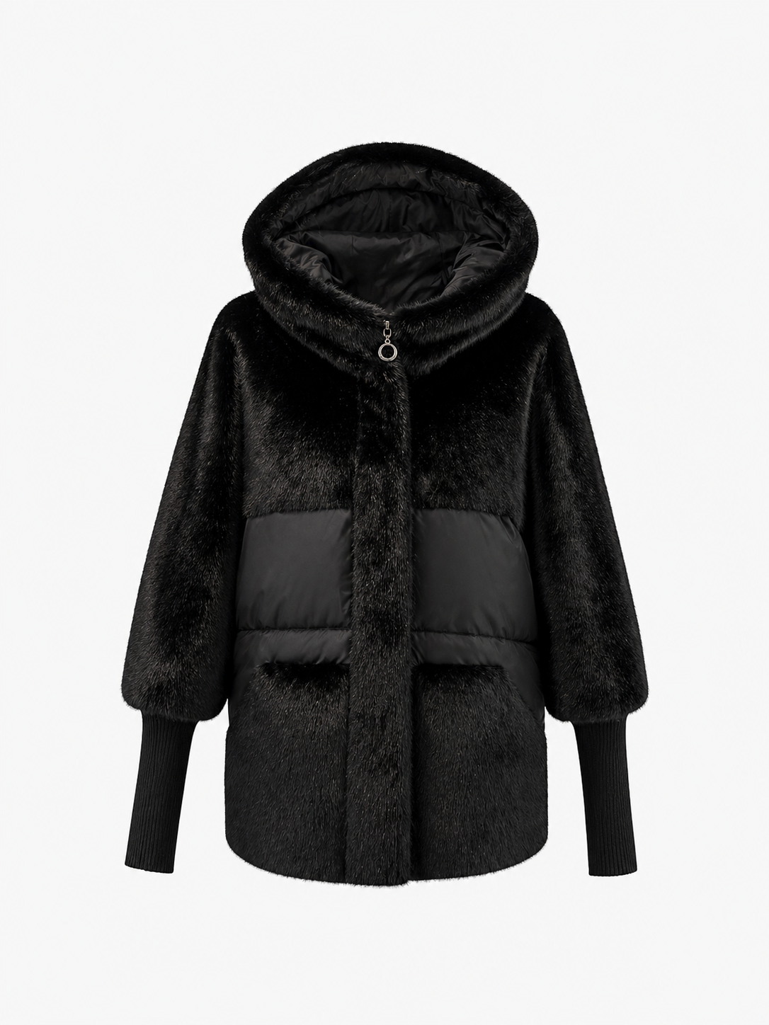 Claire Eco-Fur Bio-Down Fill Jacket in Black