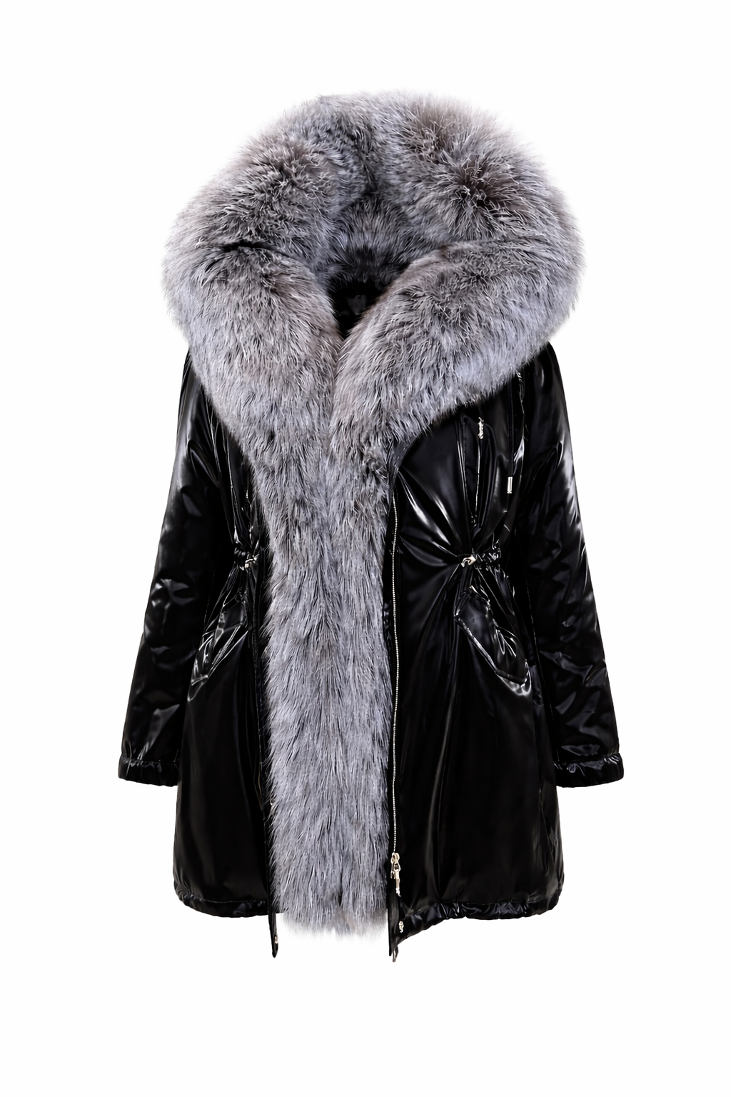 Genuine Silver Fox Fully Lined Hood Rabbit Insulated Parka