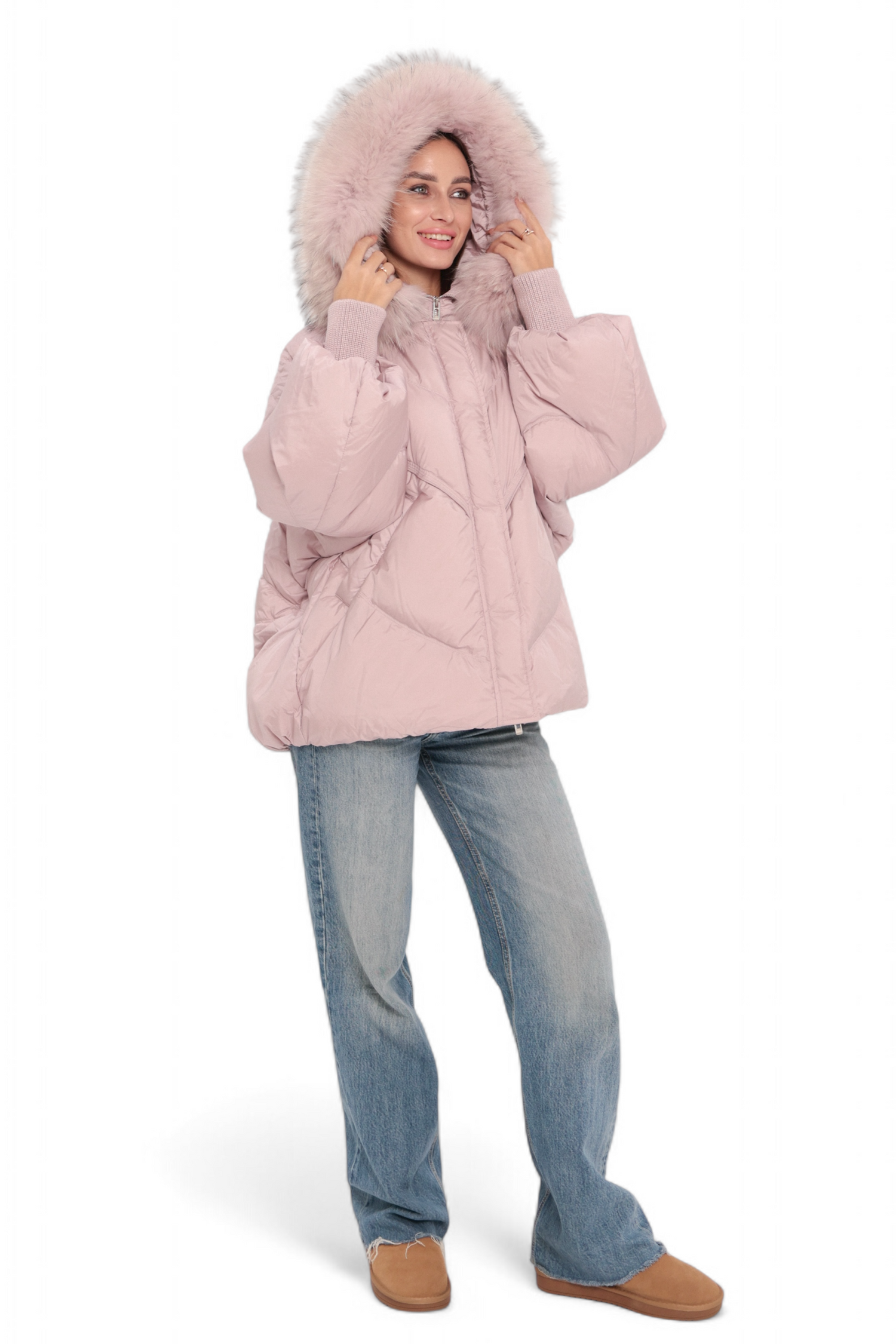 Rose Genuine Fur Trim Down Fill Coat