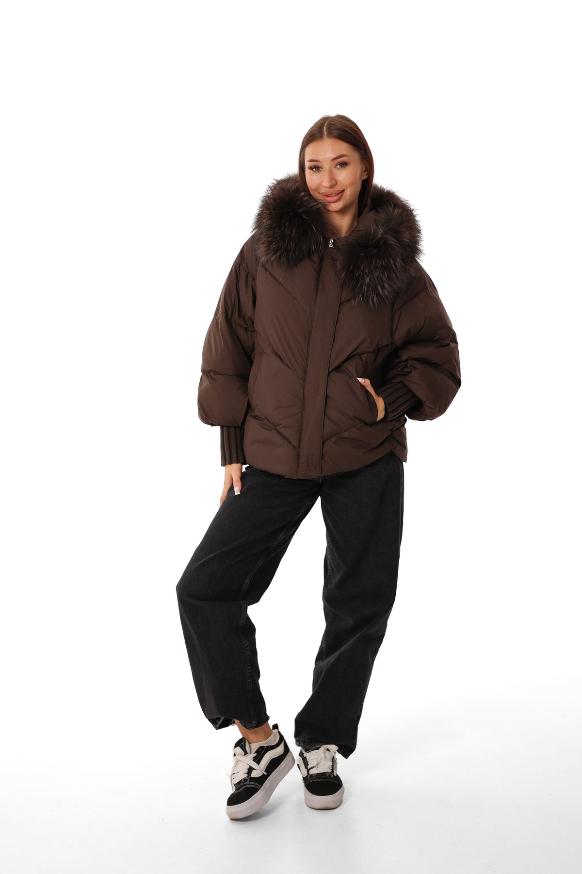 Briana Genuine Fur Bio-Down Coat