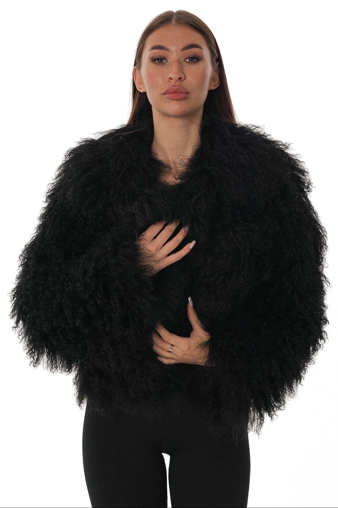 Francis Genuine Lama Coat in Black
