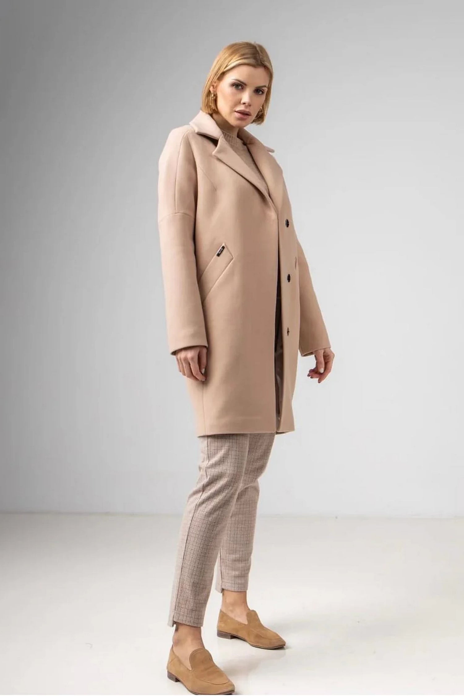 Jessika Classic Wool Blend Overcoat in Crème