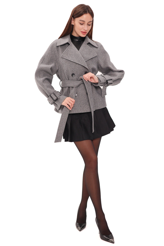 Megan Tailored Wool Blend Coat in Grey